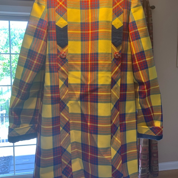 { Gucci } Checkered Plaid Acid Yellow Peacoat Girl - Picture 6 of 8